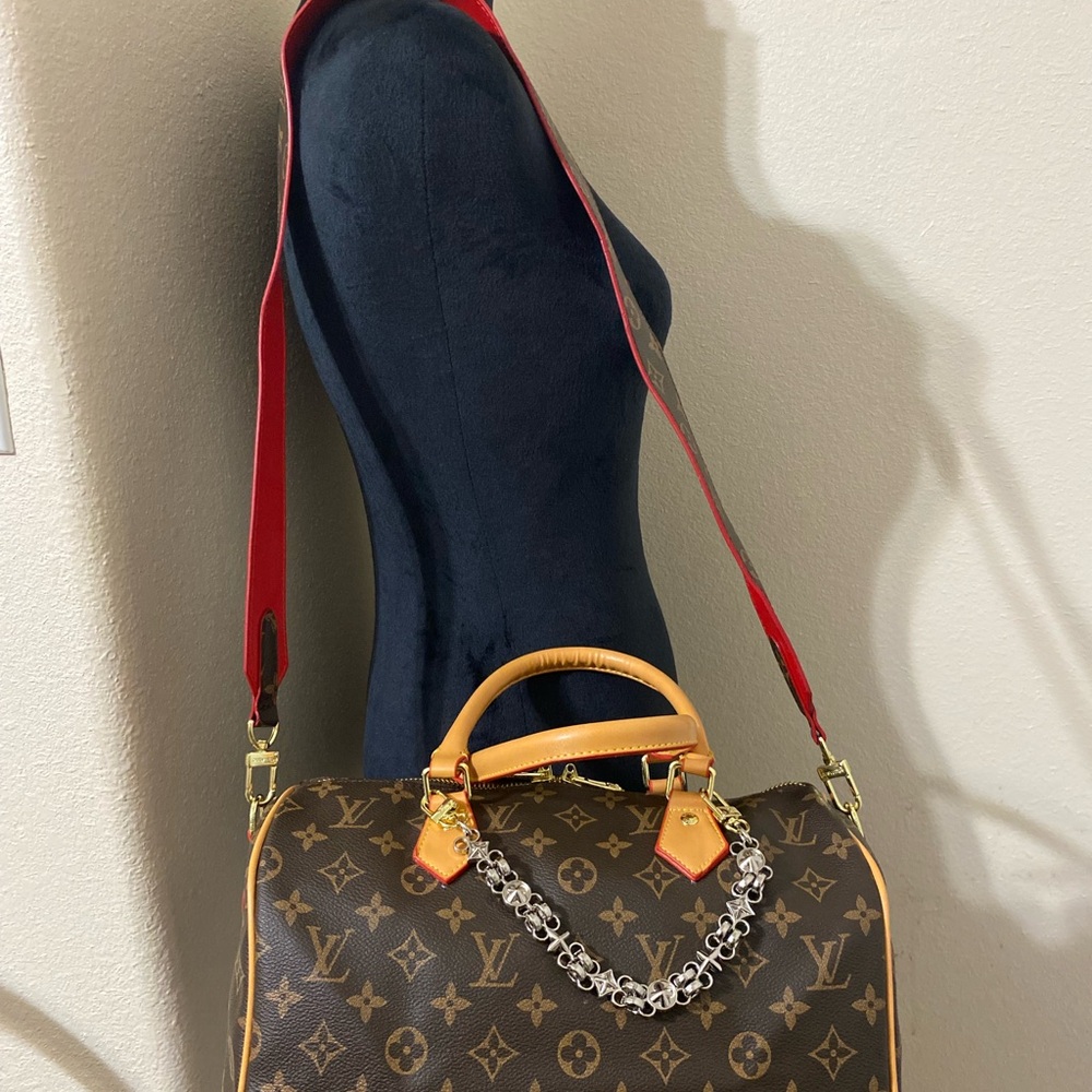 Fashion Bag Monogram Speedy-Style Brown Canvas Top-Handle Bag - Picture 10 of 16